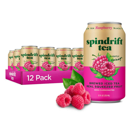 Spindrift Brewed Iced Tea, Made with Real Squeezed Fruit, No Carbonation, Slightly Sweet, 12 Fl Oz Cans