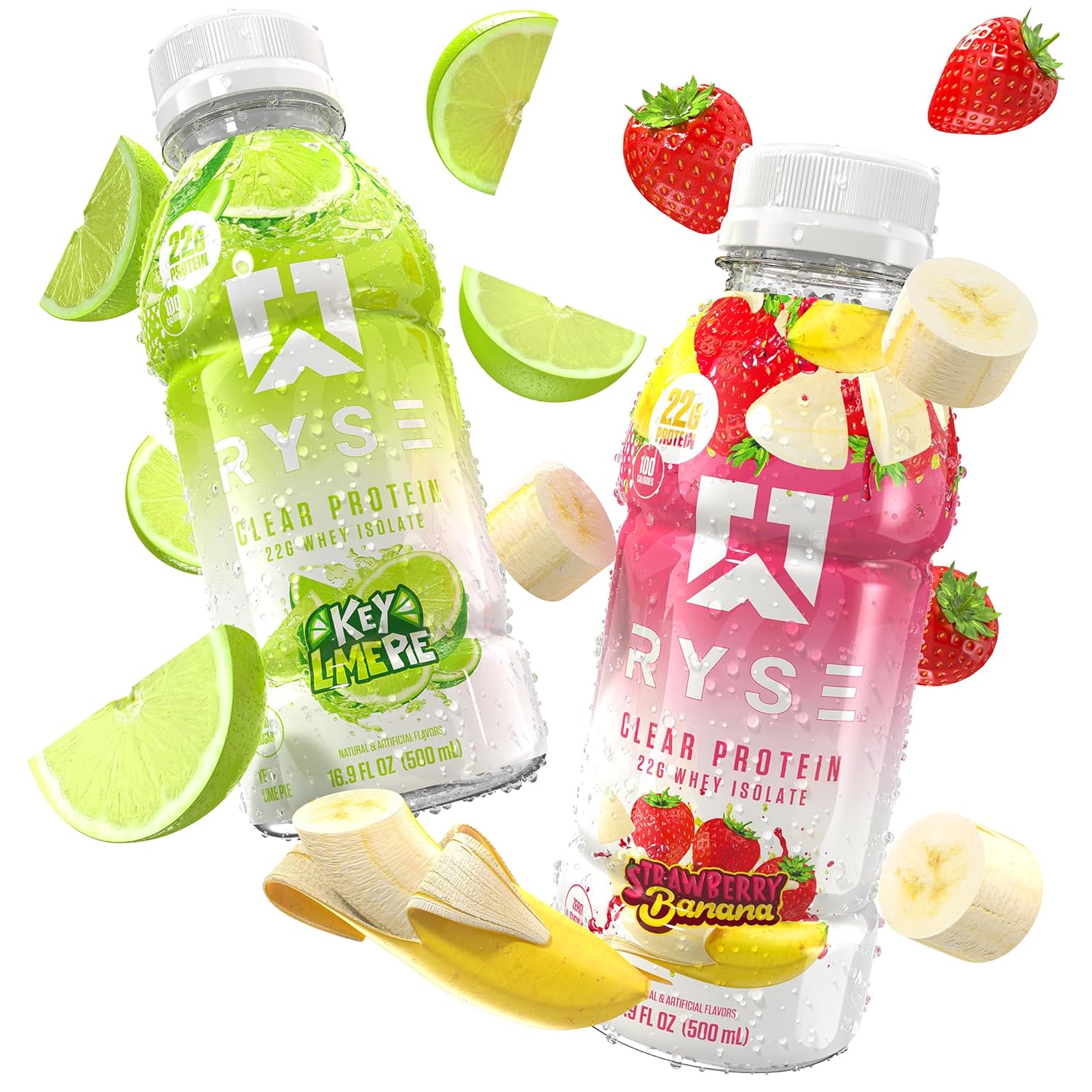 RYSE_Clear_Protein_Drink_-_Variety_Pack_-_100_Calories,_22g_Whey_Isolate_Protein_Shake,_Sugar-Free,_0g_Fat_&_Lactose-Free_-_Refreshing_Ready-to-Drink_Beverage_-_16.9_fl_oz_Bottles_(12-Pack)