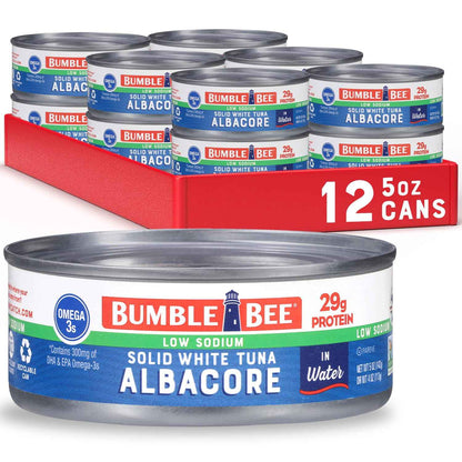 Bumble Bee Solid White Albacore Tuna, Can - Wild Caught Tuna - 29g Protein per Serving, High in Omega-3s - Non-GMO Project Verified, Gluten Free, Kosher