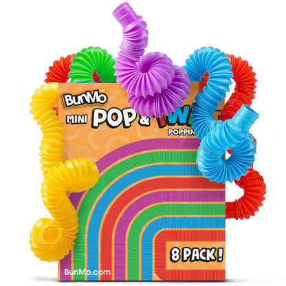 BUNMO Easter Basket Stuffers - Pop Tubes - Fidget Sensory Toys - Creative Learning - Hours of Fun for Kids - Easter Basket Stuffers for Toddler- Tons of Ways to Play - Non-Mouthable 3+