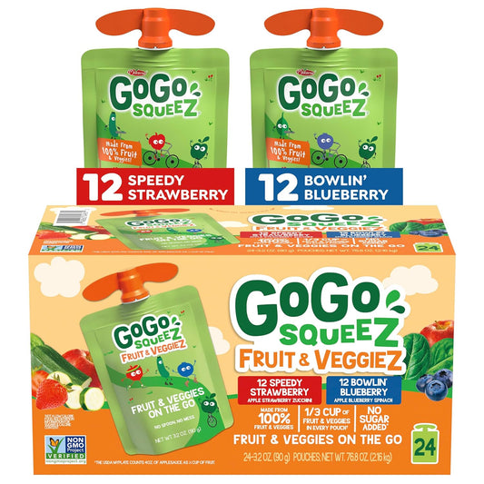 GoGo_squeeZ_Fruit_&_veggieZ_Applesauce_and_Puree_Variety_Pack,_Speedy_Strawberry_and_Bowlin'_Blueberry,_3.2_oz_(Pack_of_24),_Unsweetened_Snacks_for_Kids,_BPA_Free_Pouches
