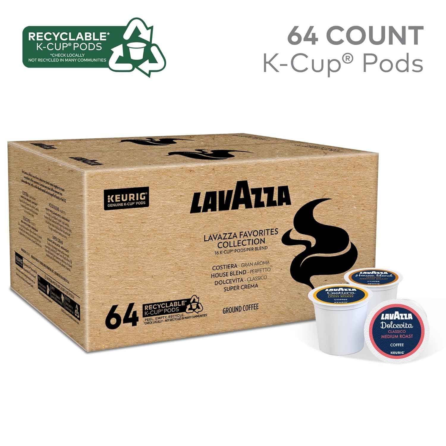Lavazza Favorites Collection, Single Serve Keurig® K-Cup® Pods, Light and Medium Roast Coffees