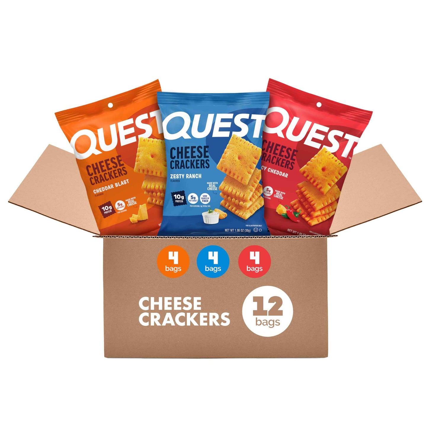 Quest Nutrition Cheese Crackers, 10g Protein, 5g Net Carbs, 1g Sugar, Made with Real Cheese, High Protein Snack