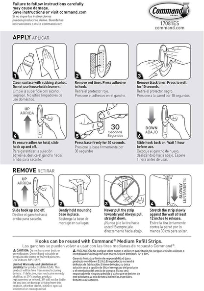 Command Medium Designer Hooks, Damage-Free Hanging Wall Hook with Adhesive Strips, No Tools Great for Hanging, Organization and Storage, Holds up to 3 lb