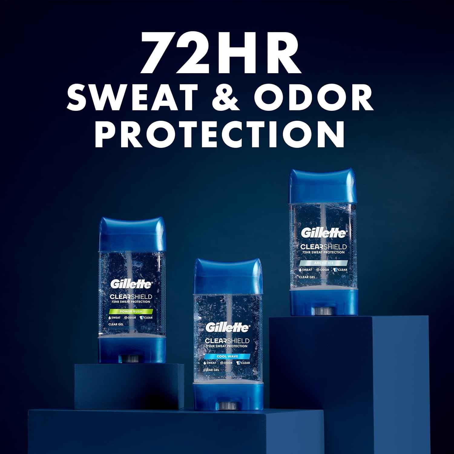 Gillette Antiperspirant and Deodorant for Men, 72hr Sweat & Odor Protection, Long Lasting Freshness, Anti-White Mark Technology, Clear Gel