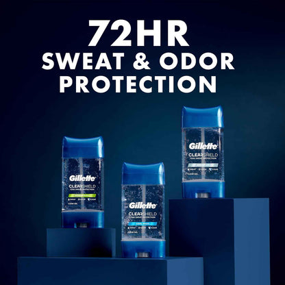 Gillette Antiperspirant and Deodorant for Men, 72hr Sweat & Odor Protection, Long Lasting Freshness, Anti-White Mark Technology, Clear Gel