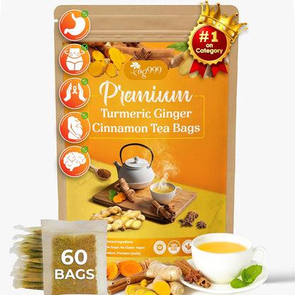 TOG999,_60_Bags_Premium_Turmeric_Ginger_Cinnamon_Tea,_Improve_Digestion,_Support_Brain,_Weight,_Skin_and_Sleep,_Eco-Conscious_Tea_Bags_and_Premium_Natural_Ingredients._Turmeric_Ginger_Herbal_Tea._No_Sugar,_No_Caffeine,_No_Gluten,_Vegan.