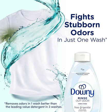 Downy Free & Gentle Rinse Laundry Odor Remover, Scent Free, 48 FL OZ, Gentle on skin, No dyes or heavy perfumes, Fabric Softener and Laundry Odor Removal Rinse