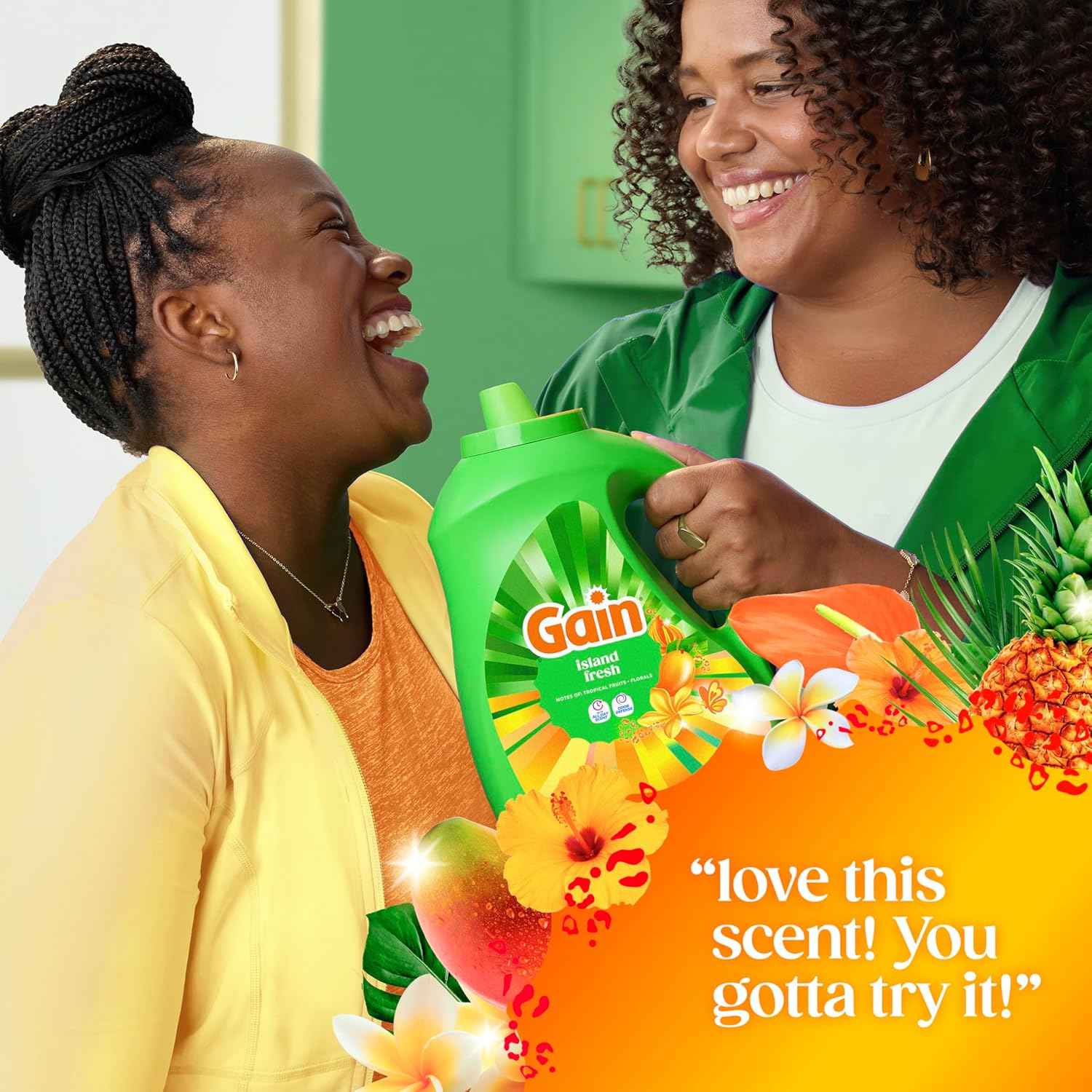 Gain Liquid Laundry Detergent with Odor Defense, Island Fresh Scent, Laundry Soap For HE Washing Machines, 154 fl oz, 107 Loads (Packaging May Vary)