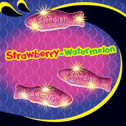 SWEDISH FISH Mini Glow Ups Strawberry-Watermelon Soft & Chewy Gummy Candy, Bulk Candy, 12-3.08 oz Bags