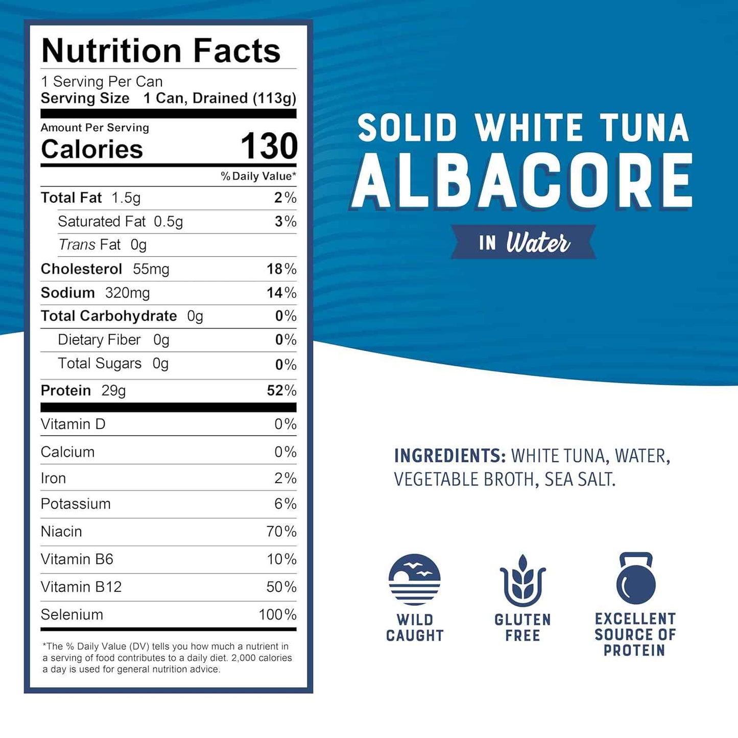 Bumble Bee Solid White Albacore Tuna, Can - Wild Caught Tuna - 29g Protein per Serving, High in Omega-3s - Non-GMO Project Verified, Gluten Free, Kosher