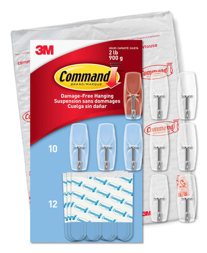 Command Medium Clear Wire Toggle Hooks, Damage-Free Hanging with Adhesive, Great for Hanging, Organization and Storage, Holds up to 2 lb