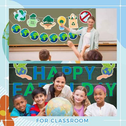 Epakh Earth Day Decorations Happy Earth Day Banner Garland Kit for School Classroom & Home Environmental Events Favors for Travel Theme Environmental Party