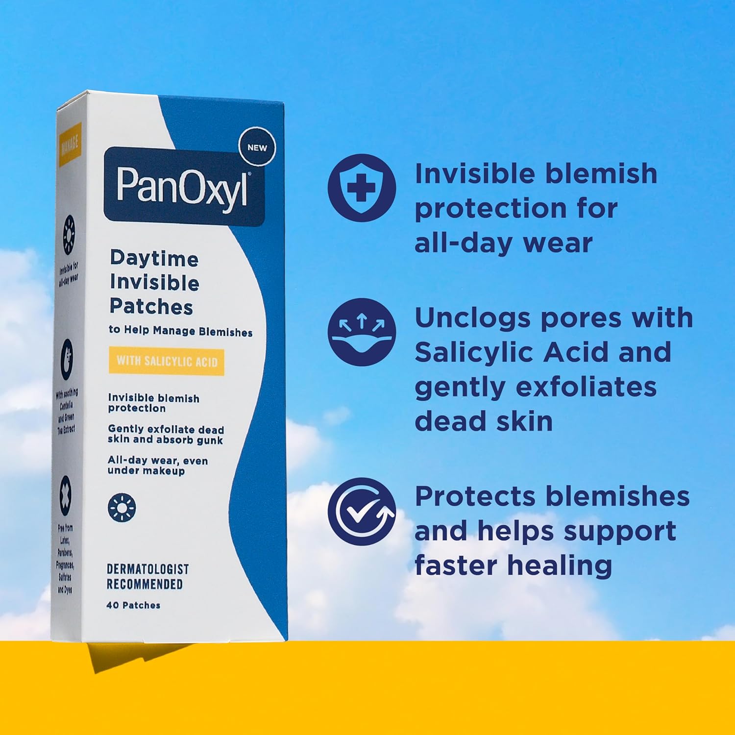 PanOxyl_Daytime_Invisible_Patches,_Dermatologist-Recommended_Brand,_Help_Manage_Blemishes,_Unclog_Pores_and_Exfoliate_with_Salicylic_Acid,_20_Large_and_20_Small_Patches,_Latex-Free,_40ct