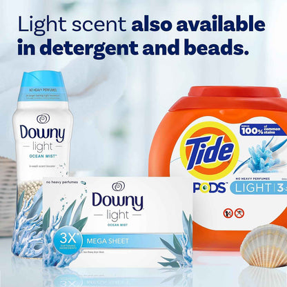 Downy Light Mega Dryer Sheets, Fabric Softener Dryer Sheets
