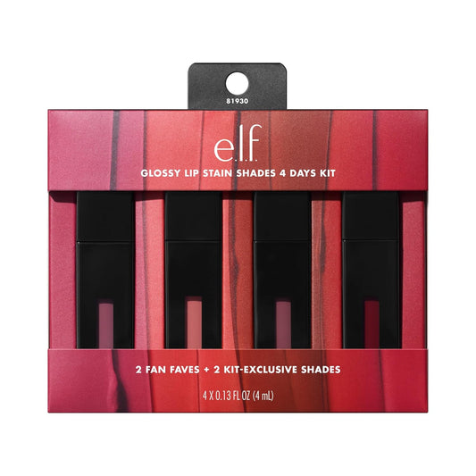e.l.f._Glossy_Lip_Stain_Shades_4_Days_Kit,_Long-Lasting_Lip_Stains_For_A_Sheer_Pop_Of_Color_&_Subtle_Gloss_Finish,_Vegan_&_Cruelty-Free,_4_Shades