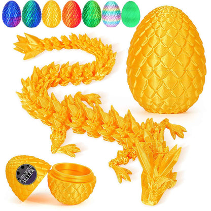 TBOLINE 12" 3D Printed Dragon Egg, Easter Basket Stuffers for Kids, Large Prefilled Easter Eggs, Stuffed Egg Hunt Fillers with Easter Toys, 3D Printer Animals Fidget Toys for Boys Teen 5-7 4-6 8-12