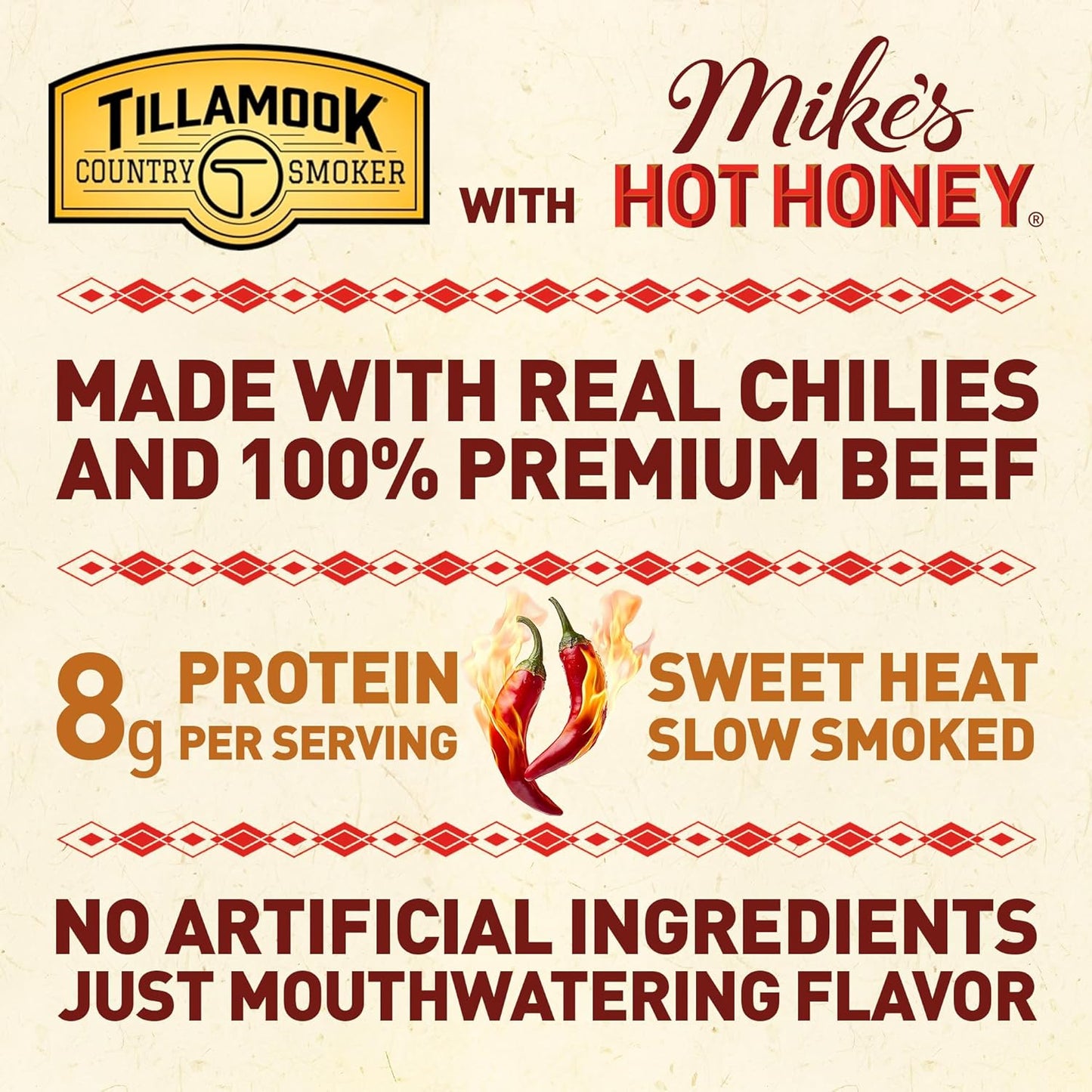 Tillamook_Country_Smoker_Beef_Smoked_Sausages,_Mike's_Hot_Honey,_3.6_Ounce,_Real_Hardwood_Smoked_Sausages,_Low_Carb,_High_Protein,_Ready_to_Eat_Sweet_&_Spicy_Snack
