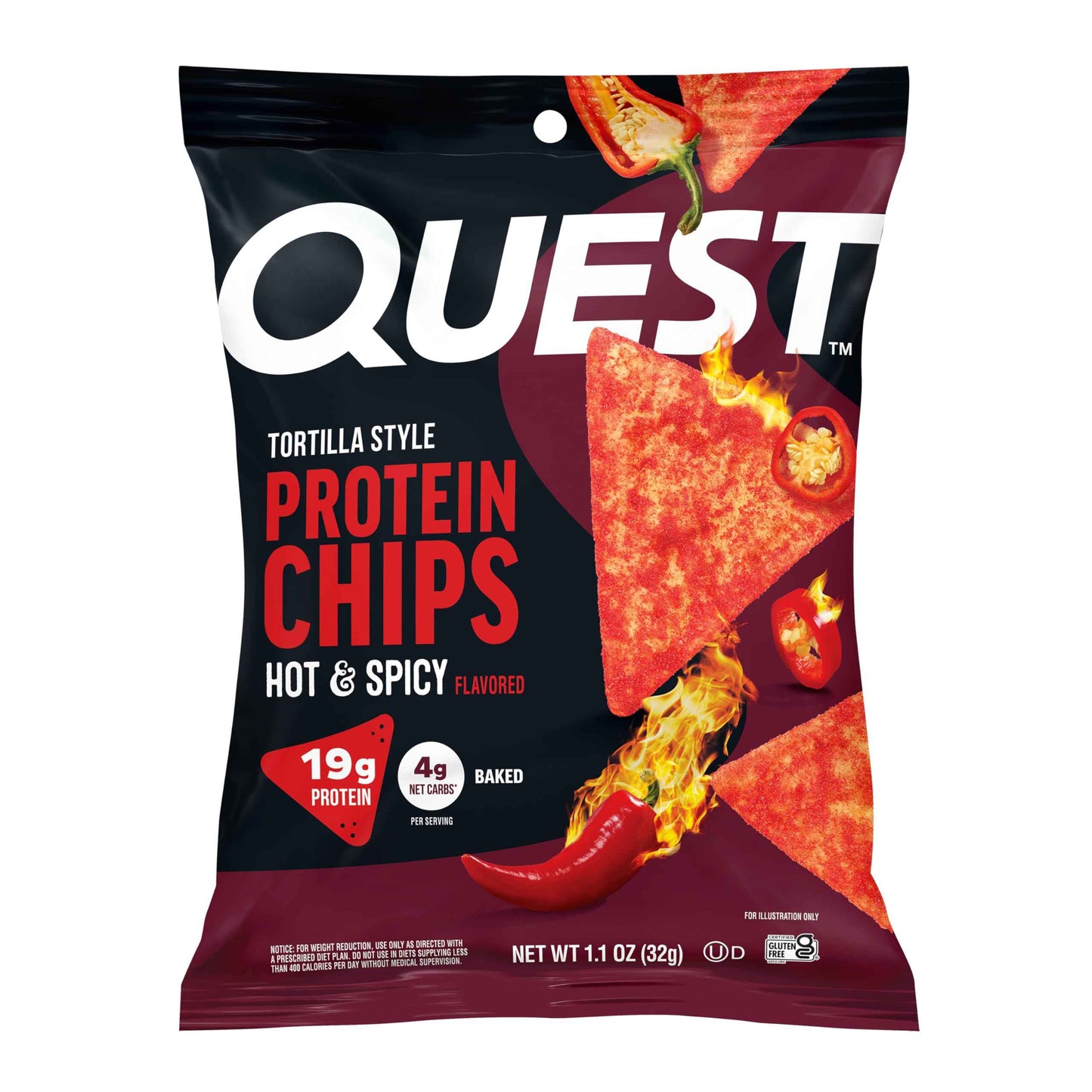 Quest Nutrition Tortilla Style Protein Chips, 20g Protein, 3g Net Carbs, Low Carb, Gluten Free, 1.1 oz