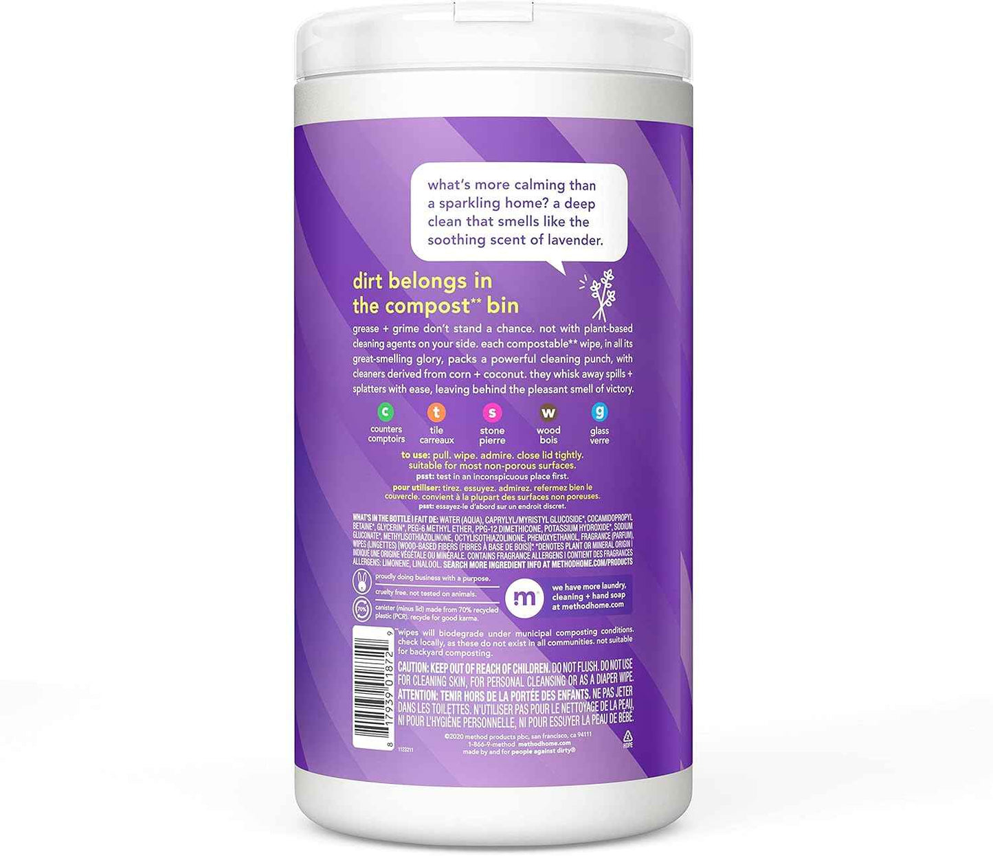 Method All-Purpose Cleaning Wipes, Multi-Surface, Compostable, 70 Count