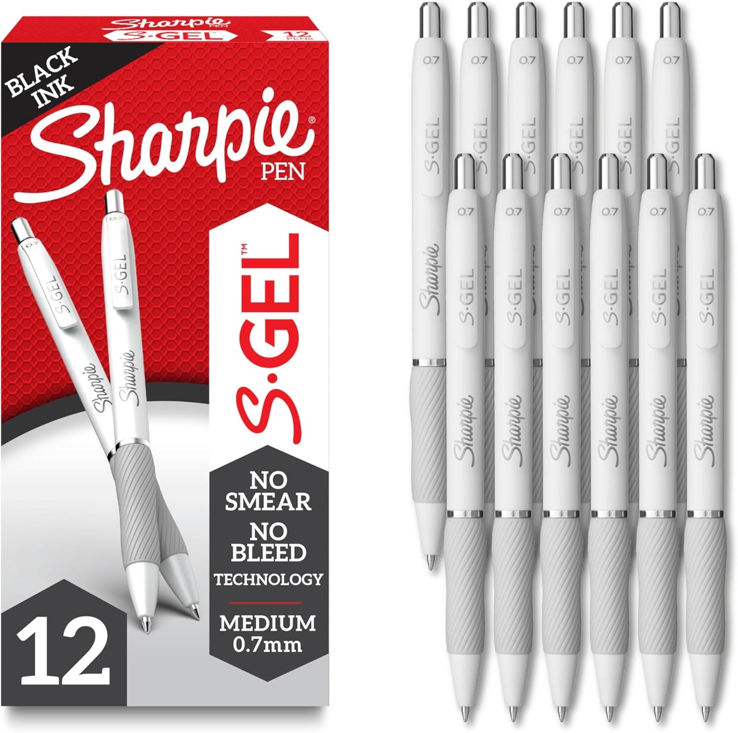 Sharpie_S-Gel_Gel_Pens,_Pearl_White_Body,_Black_Ink,_Medium_Point_(0.7mm),_12_Count_-_For_Journaling,_Writing,_Note-Taking,_School,_Office_Supplies