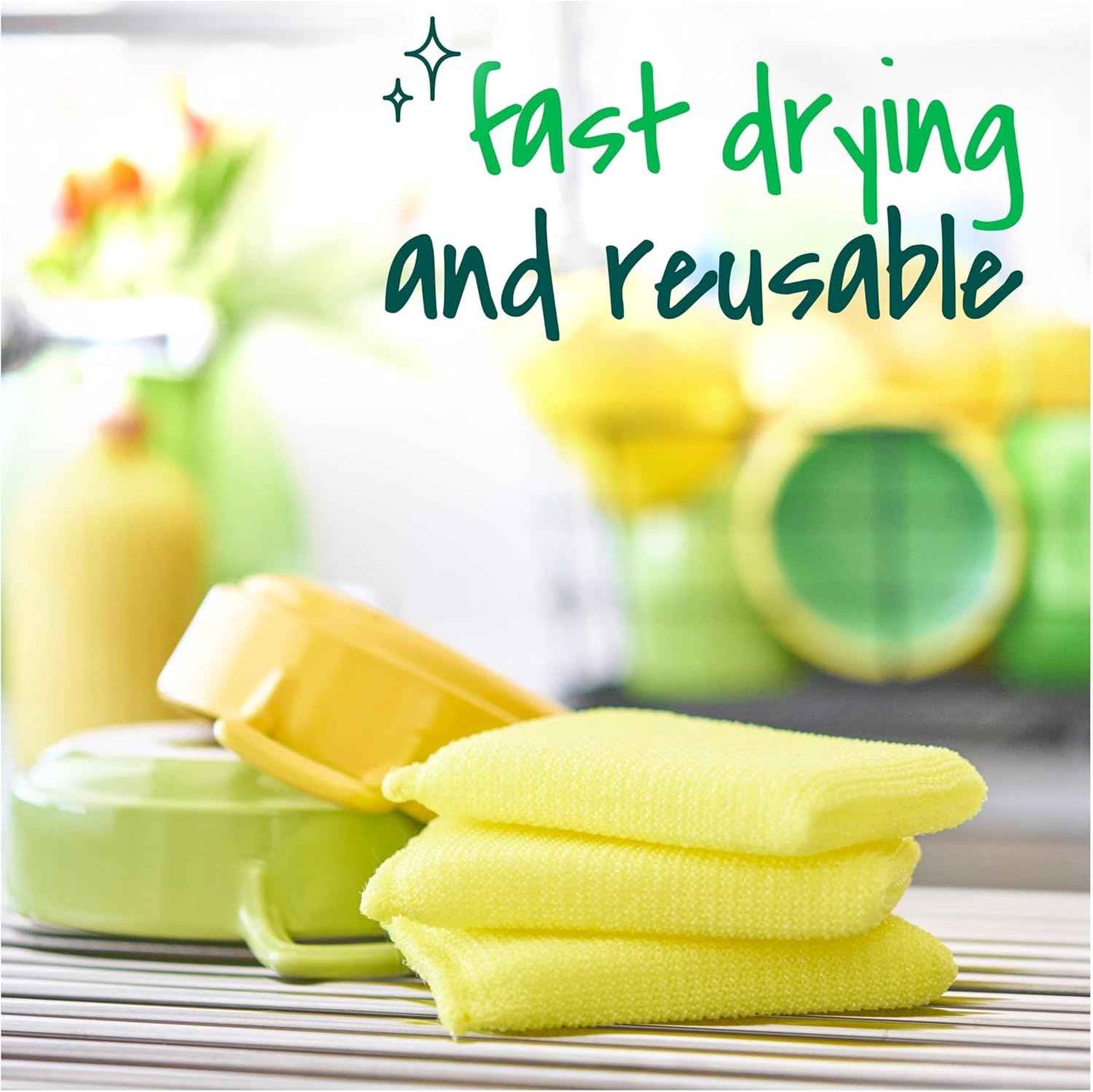 Scotch-Brite Dobie Non-Scratch All-Purpose Scrub Pads, Reusable Scouring Sponges for Kitchen & Bathroom, Safe on Non-Stick Cookware
