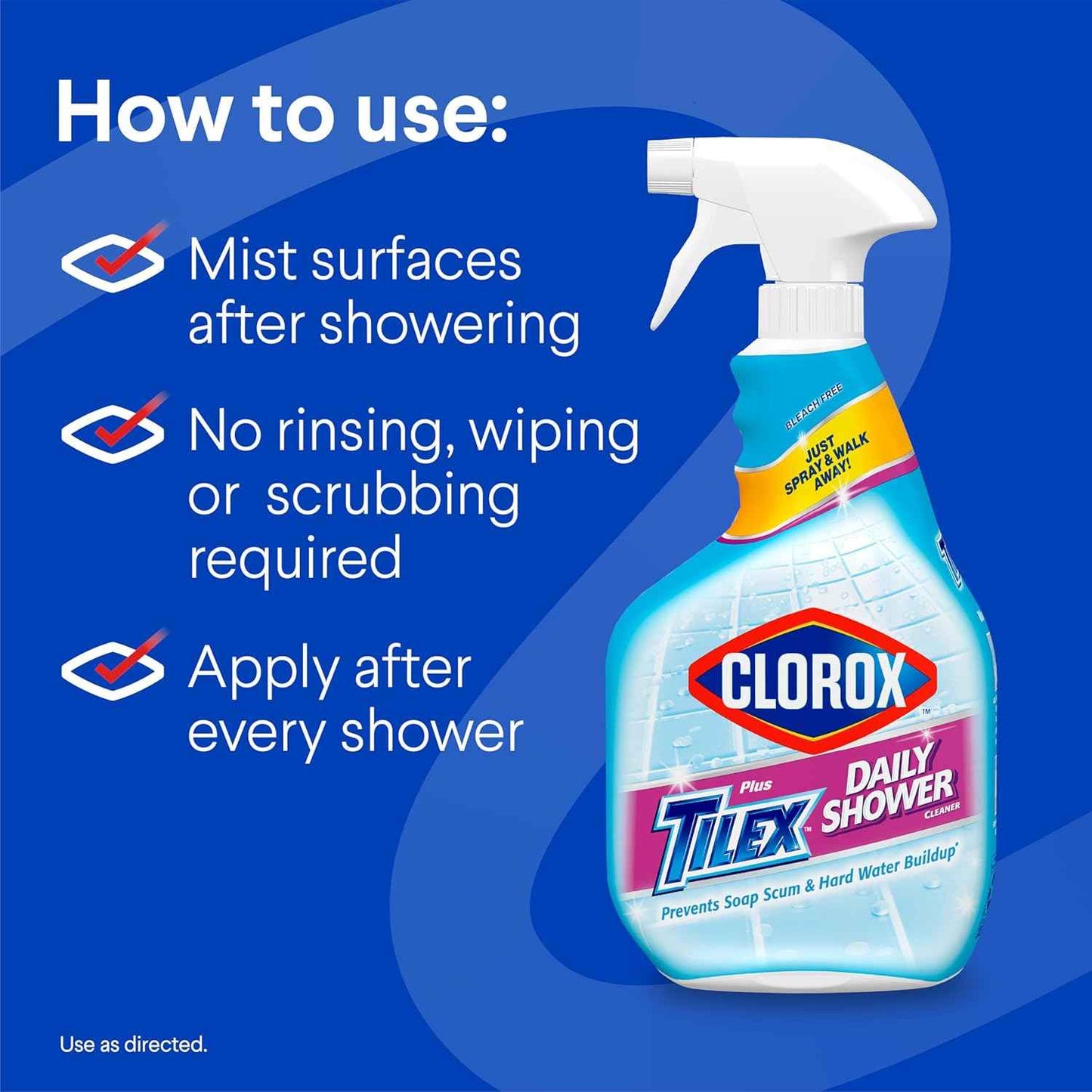 Clorox Plus Tilex Daily Shower Cleaner, 32 Fluid Ounce Spray Bottle, Pack of 3
