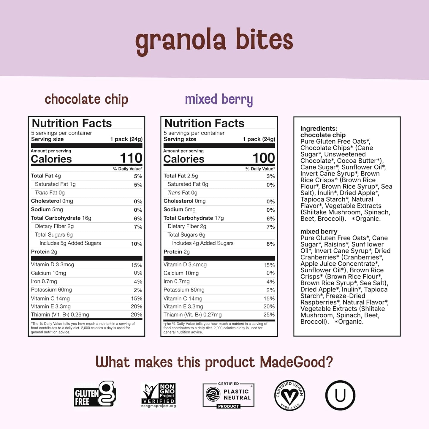 MadeGood Granola Bites, Gluten Free and Organic Snacks
