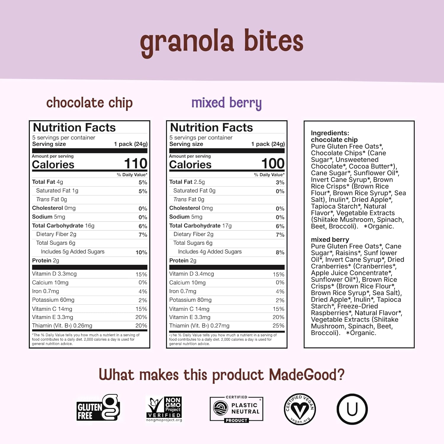MadeGood Granola Bites, Gluten Free and Organic Snacks