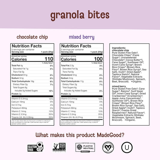 MadeGood Granola Bites, Gluten Free and Organic Snacks