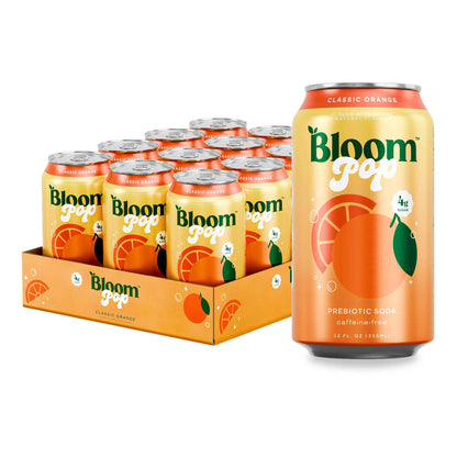 Bloom Pop Prebiotic Soda 12 Pack, 12oz Cans | Soda for Gut Health, Low Calorie, No Caffeine, Healthy Soft Drink Alternative
