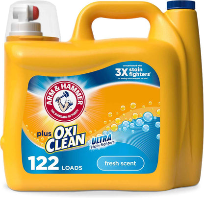 ARM & HAMMER Plus OxiClean Ultra Stain Fighters Liquid Laundry Detergent, Stain Remover for Clothes