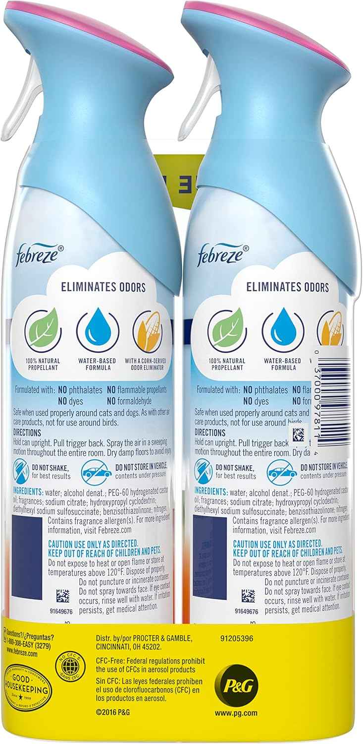 Febreze Air Mist Air Freshener Spray, Odor-Fighting Room Spray, Air Fresheners for Home and Bathroom and Kitchen, Aerosol Can