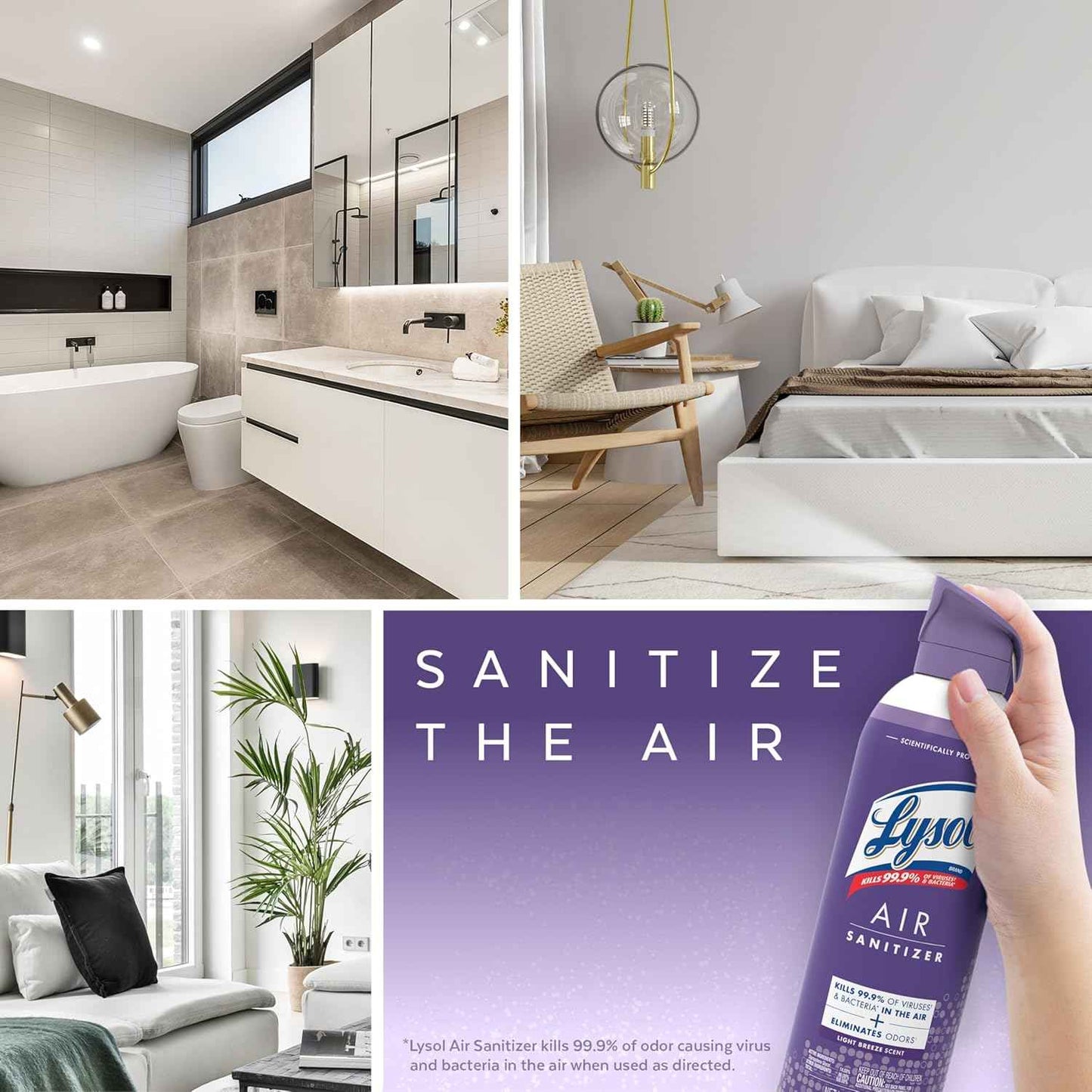Lysol Air Sanitizer Spray with Bacterial Odor Eliminator for Home & Office, Sanitizing Air Spray, Air Freshener Alternative