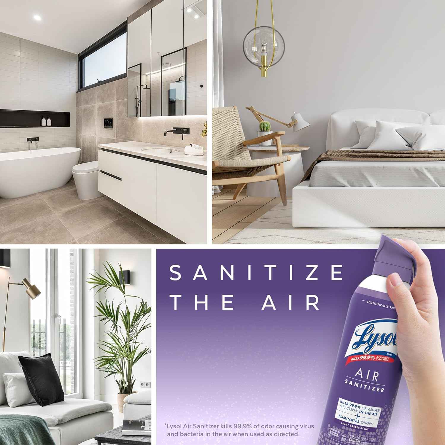 Lysol Air Sanitizer Spray with Bacterial Odor Eliminator for Home & Office, Sanitizing Air Spray, Air Freshener Alternative