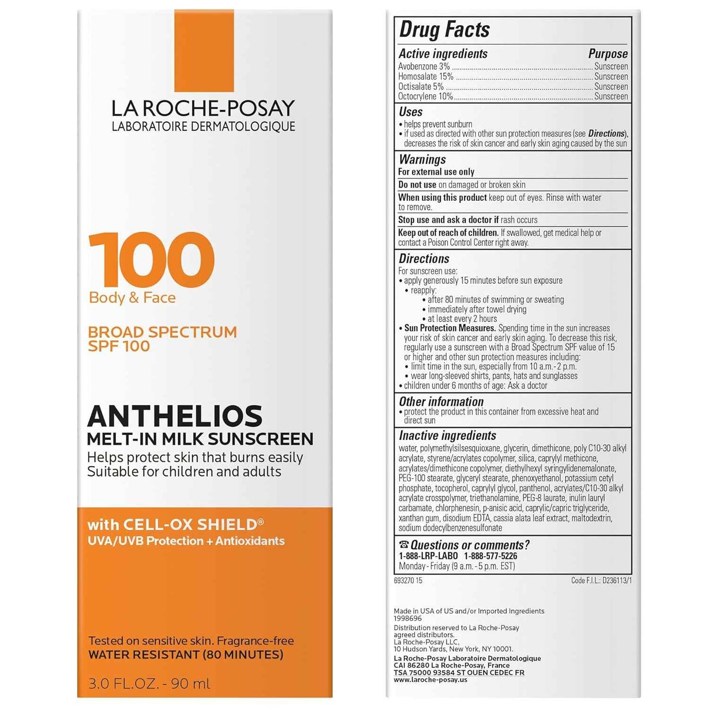 La Roche-Posay Anthelios Melt-In Milk Sunscreen SPF 100, Sunscreen For Body & Face