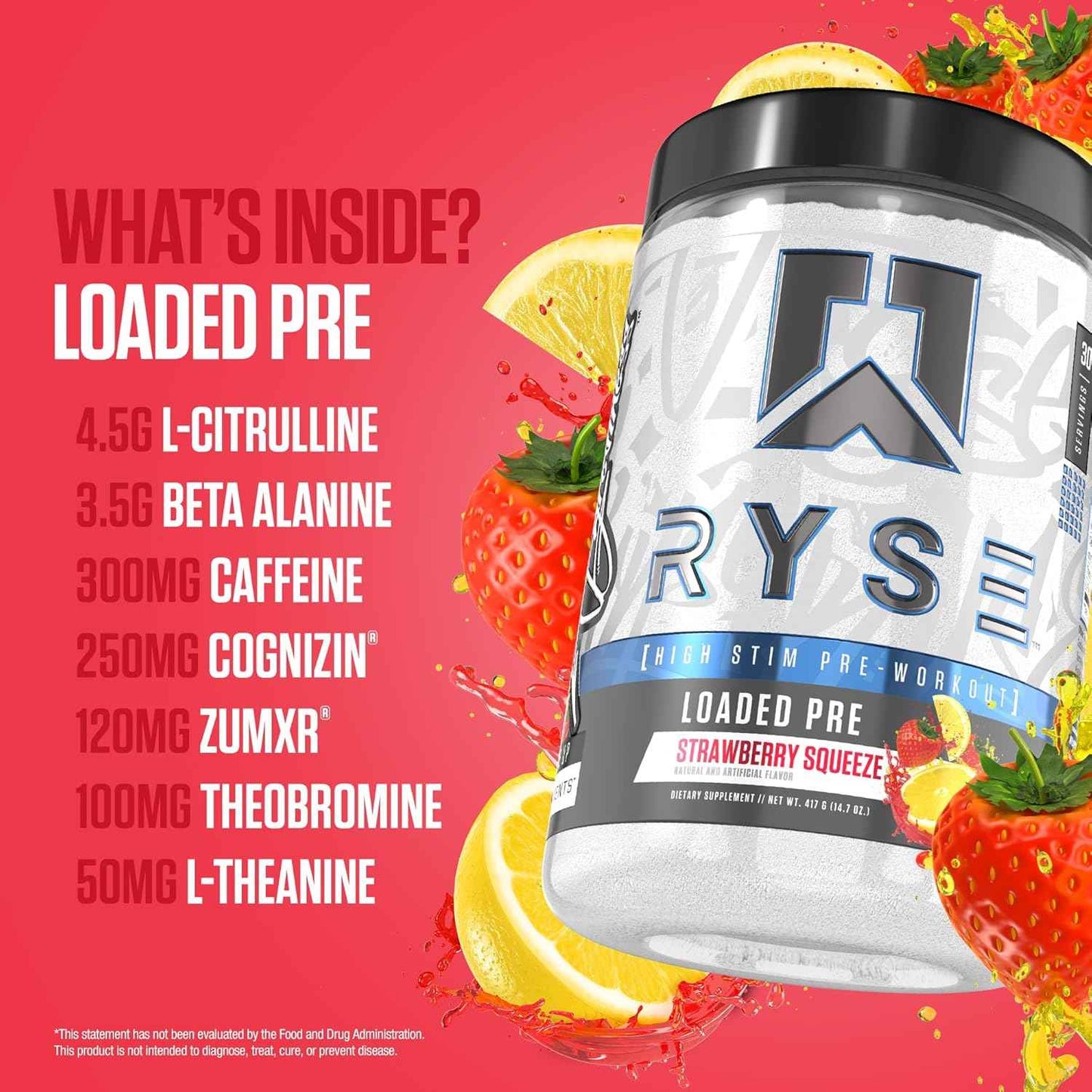 RYSE Loaded Pre Workout Powder - Daily Pre-Workout for Men & Women with 390mg Caffeine, Beta Alanine, and Citrulline for Pump, Focus, and Energy - 30 Servings