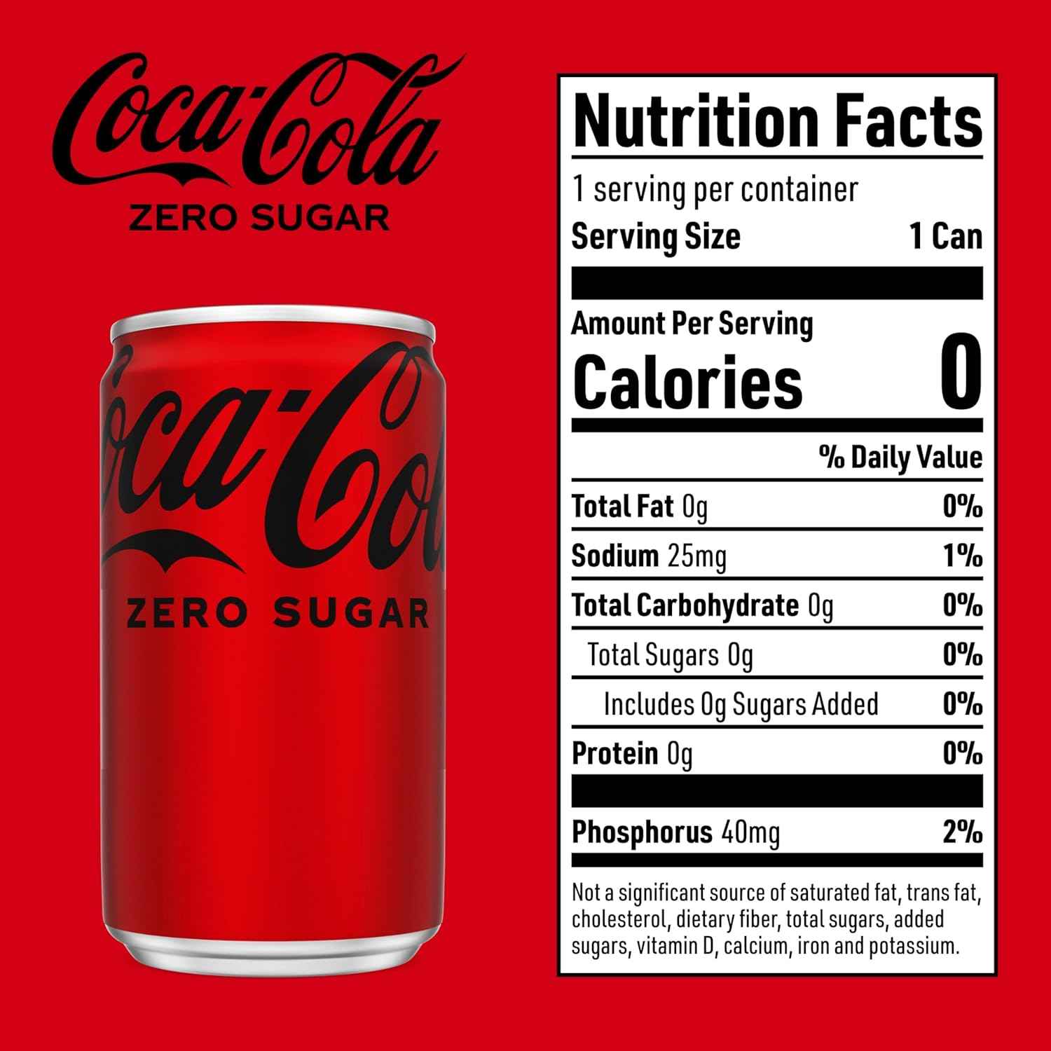 Coke Zero Sugar Mini-Can 7.5 fl oz, 6 Pack (Package May Vary)