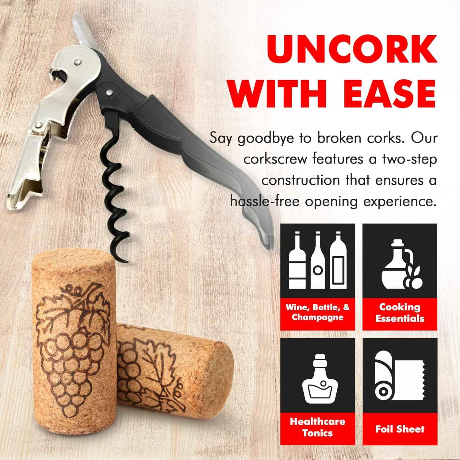 Chef Craft Select Waiters Corkscrew with Foil Cutter and Bottle Opener, 5 inches in Length