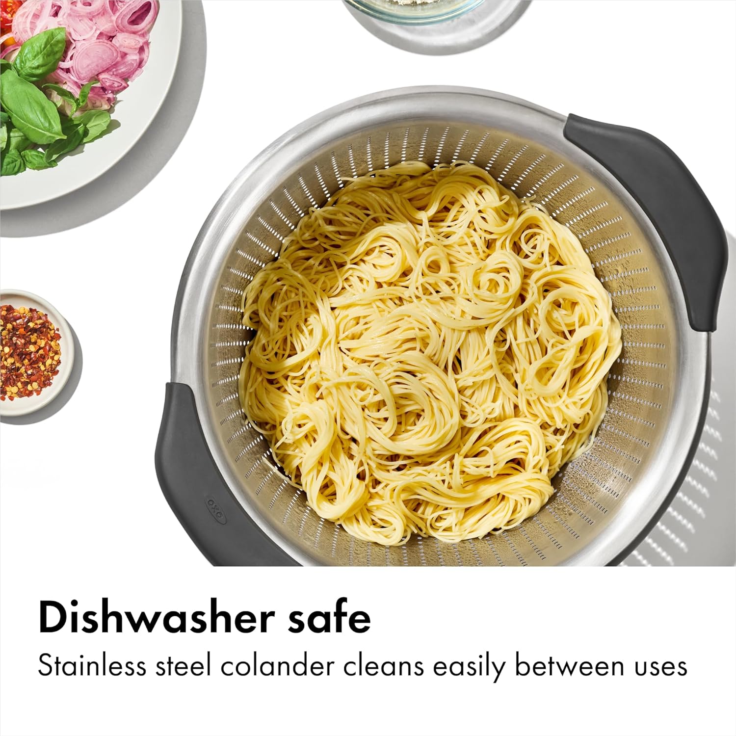 OXO_Good_Grips_Stainless_Steel_Colander,_5_qt._Capacity,_Strainer_with_Non-Slip_Handles,_Kitchen_Colander_for_Pasta_and_Vegetables,_Nesting_Stainless_Steel_Strainer_and_Sieve