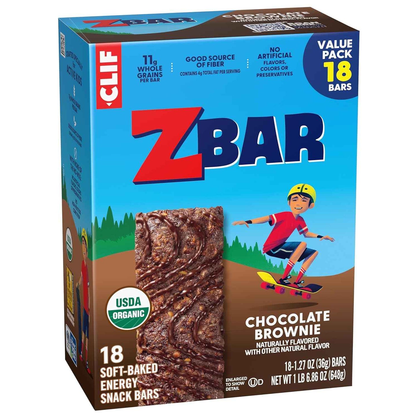 Zbar - Chocolate Brownie - Soft-Baked Energy Snack Bars - Non-GMO - 11g Whole Grains - USDA Organic Granola Bars - Snacks for Kids