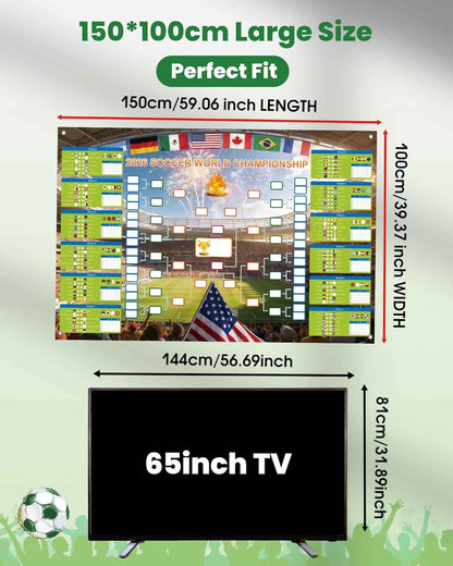 GAMSOD 2026 World Cup Schedule Poster – 39x59 Inches Tournament Bracket Wall Chart with Reusable National Flags Sticker& Hooks, DIY Predict Game Results, Great Soccer Fan Gift for Game Day Party