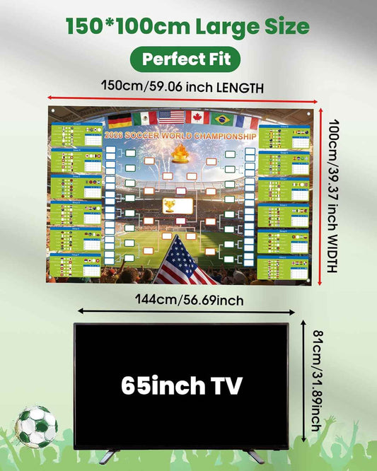 GAMSOD 2026 World Cup Schedule Poster – 39x59 Inches Tournament Bracket Wall Chart with Reusable National Flags Sticker& Hooks, DIY Predict Game Results, Great Soccer Fan Gift for Game Day Party