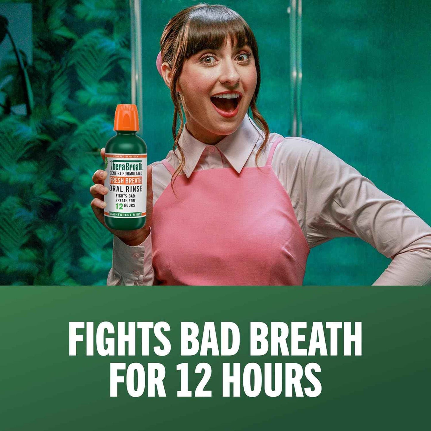 TheraBreath Fresh Breath Mouthwash, Rainforest Mint, Alcohol-Free, 16 Fl Oz (2-Pack)