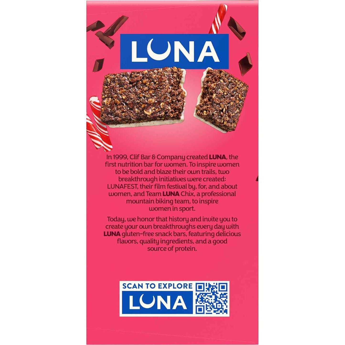 LUNA Bar - Chocolate Peppermint Stick Flavor - Gluten Free Snack Bars - Non-GMO - Protein Bars - Made with Organic Oats - Value Pack (12 Pack)