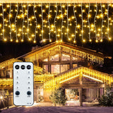 32.8FT Icicle Lights, Christmas Outdoor with 400LED 75 Drops, IP65 Waterproof Eaves Lights, 8 Modes, for Christmas Eaves Garden Room Decoration Cool White