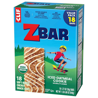 Zbar - Iced Oatmeal Cookie - Soft-Baked Energy Snack Bars - Non-GMO - 12g Whole Grains - USDA Organic Granola Bars - Snacks for Kids