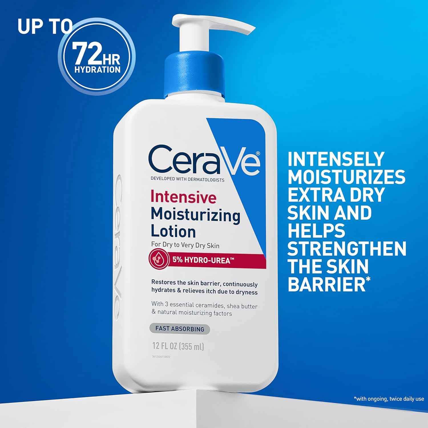 CeraVe Intensive Moisturizing Lotion, Hydro-Urea + Shea Butter, Body Lotion For Dry Skin, Relieves Signs Of Extra Dry Skin, Non Greasy Hydrating Cream For Rough, Tight, Red & Itchy Skin