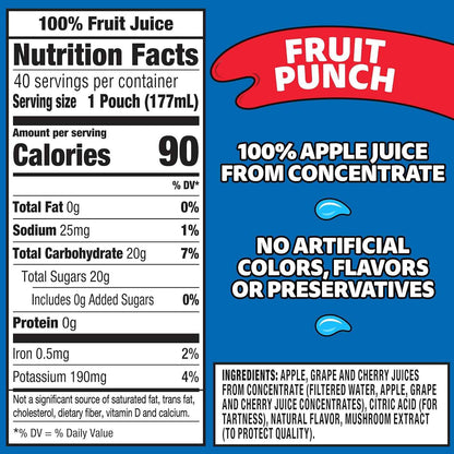 Capri Sun 100% Juice Fruit Punch Naturally Flavored Juice Blend