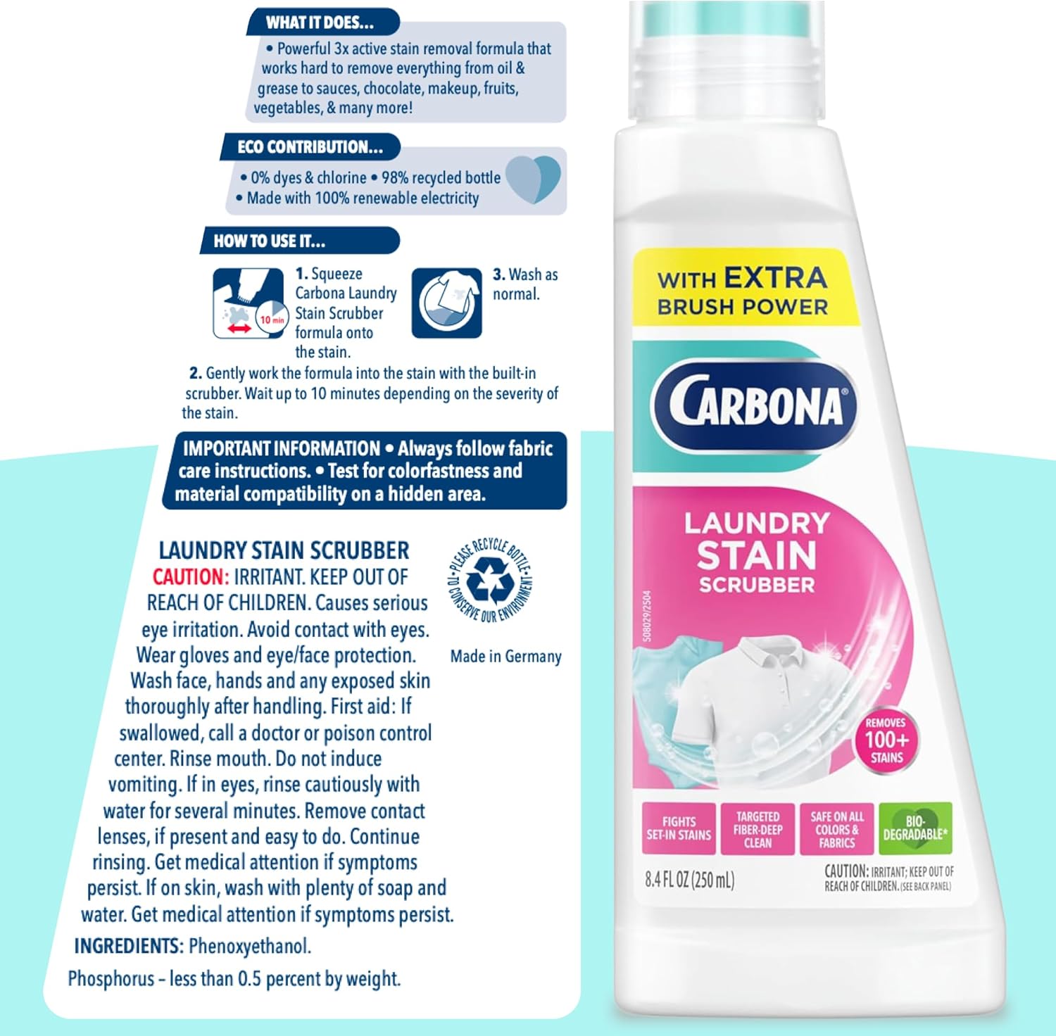 Carbona_Laundry_Stain_Scrubber_&_Remover_(8.4_Fl_Oz),_Extra-Strength_Bio-Enzyme_Formula,_Brush-Top_Applicator_for_Fiber-Deep_Clean,_Fast_&_Easy